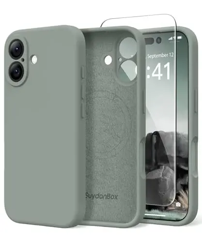 Чехол SuydanBox Magnetic для iPhone 16, совместимый с MagSafe, [защитная пленка для экрана + полная защита камеры], силиконовый противоударный защитный чехол от царапин для iPhone 16 6.1