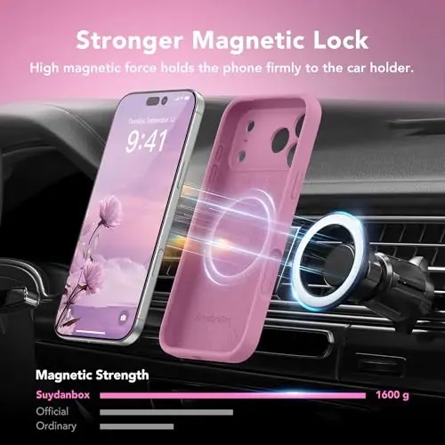 Чехол SuydanBox Magnetic для iPhone 17 Pro Max, совместимый с MagSafe, [Полная защита камеры][Защитное стекло], силиконовый противоударный защитный чехол для iPhone 17 Pro Max 6.9
