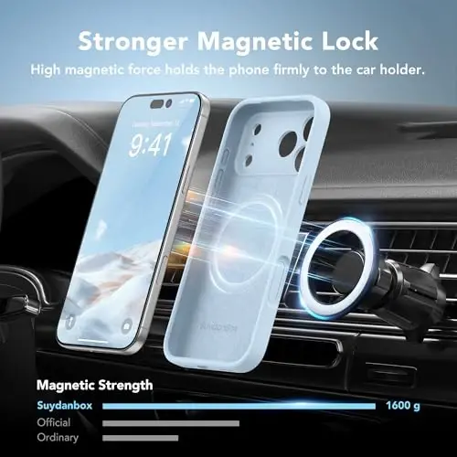 Чехол SuydanBox Magnetic для iPhone 17 Pro Max, совместимый с MagSafe, [Полная защита камеры][Защитное стекло] Силиконовый противоударный защитный чехол для телефона iPhone 17 Pro Max 6.9