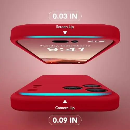 Чехол SuydanBox Magnetic для iPhone 17 Pro, совместимый с MagSafe, [Полная защита камеры][Защитное стекло] Силиконовый противоударный защитный чехол для iPhone 17 Pro, 6,3 дюйма, темно-красный - 6