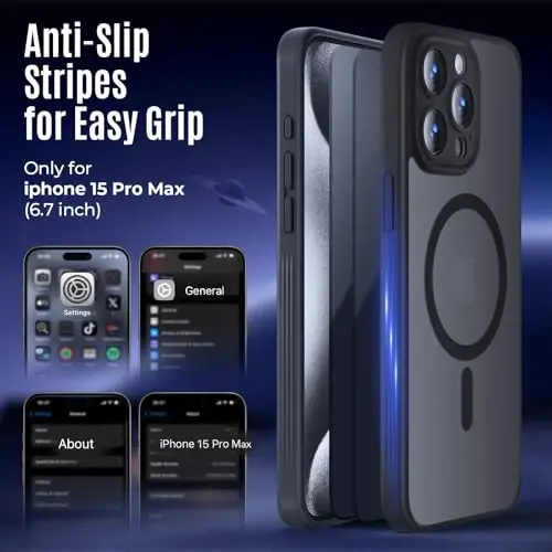 Чехол Symcele для iPhone 15 Pro Max, совместимый с MagSafe, с 2 защитными пленками для экрана конфиденциальности, [защита камеры] [защита от падения с высоты 15 футов] ударопрочный чехол для телефона, 6,7