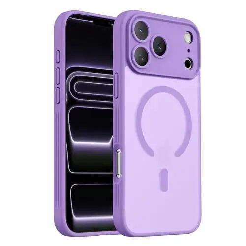 Чехол Symcele для iPhone 17 Pro Max, совместимый с MagSafe, [Защита камеры] [Защита от падений военного класса с высоты 4,5 м] Ударопрочный полупрозрачный матовый противоскользящий чехол, 6,9 дюйма, светло-фиолетовый - SYMCELE