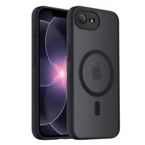 Чехол Symcele для iPhone 17e / iPhone 16e, черный | Совместим с MagSafe, [Защита камеры] [Защита военного уровня 15FT] Ударопрочный полупрозрачный матовый нескользящий чехол, 6.1
