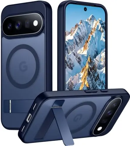 Чехол Temdan для 11 Pro XL 2026, [Встроенная невидимая подставка][Совместимо с MagSafe][Защита военного уровня] Тонкий полупрозрачный матовый чехол для телефона — Синий - 1