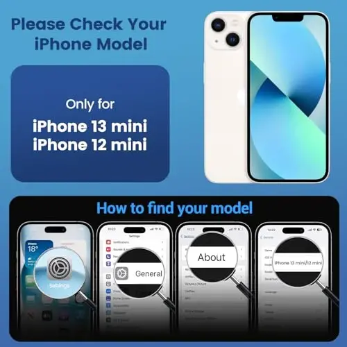 Чехол Temdan для iPhone 13 mini и 12 mini, прозрачный с защитной пленкой для экрана, совместим с Magsafe, защита от пожелтения, военный класс защиты, ударопрочный тонкий магнитный чехол для телефона, прозрачный синий - 2