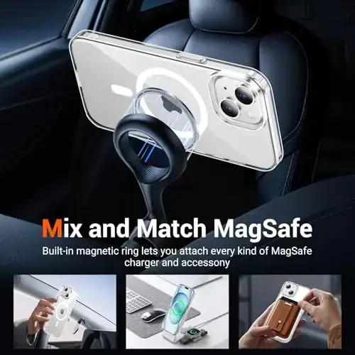 Чехол Temdan для iPhone 15 Plus, прозрачный, [совместимый с Magsafe][не желтеющий][военная степень защиты], ударопрочный тонкий чехол для iPhone 15 Plus 6,7 дюймов, прозрачный - 3