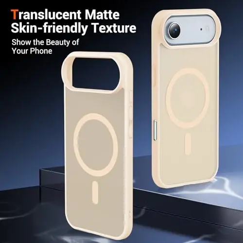 Чехол Temdan для iPhone 17 Air с защитным экраном, совместим с Magsafe, защита от пожелтения, защита военного уровня, противоударный тонкий магнитный чехол, песочно-пудровый - 6