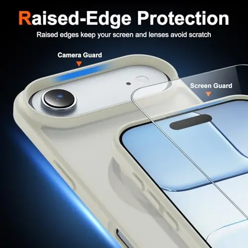 Чехол Temdan для iPhone 17 Air с защитным экраном, совместим с Magsafe, защита от пожелтения, защита военного уровня, ударопрочный тонкий магнитный чехол для телефона, античный белый - 5