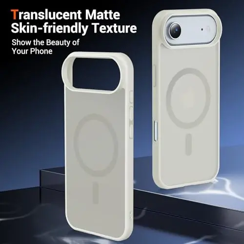 Чехол Temdan для iPhone 17 Air с защитным экраном, совместим с Magsafe, защита от пожелтения, защита военного уровня, ударопрочный тонкий магнитный чехол для телефона, античный белый - 6