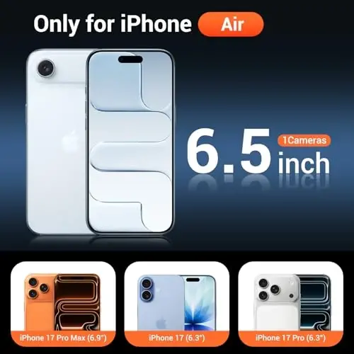 Чехол Temdan для iPhone 17 Air с защитным экраном, совместимый с Magsafe, защита от пожелтения, защита военного класса, ударопрочный тонкий магнитный чехол, темно-синий - 2