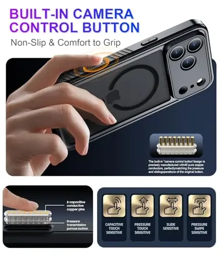 Чехол Temdan с магнитной совместимостью для iPhone 17 Pro Max, водонепроницаемый, со встроенной защитой экрана и камеры, IP68, для подводной съемки, полноразмерный, военный класс защиты от падений, полупрозрачный матовый, 6.9 дюйма — Mag/Черный - 5