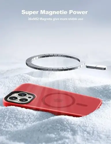 Чехол Tigowos для iPhone 15 Pro Max, поддержка MagSafe, защита от падений с высоты 3 метров, матовая поверхность, ударопрочная задняя крышка, красный цвет. - 4
