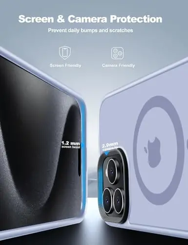 Чехол Tigowos, совместимый с iPhone 15 Pro Max, поддерживает MagSafe, защита от падений с высоты 3 метров, матовое покрытие, приятное на ощупь, противоударная задняя панель, цвет синий чирок. - 3