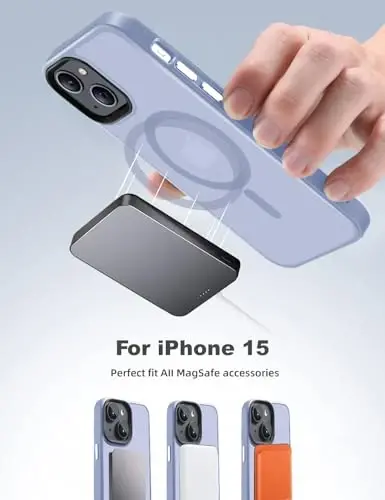Чехол Tigowos, совместимый с iPhone 15 Pro Max, поддерживает MagSafe, защита от падений с высоты 3 метров, матовое покрытие, приятное на ощупь, противоударная задняя панель, цвет синий чирок. - 5