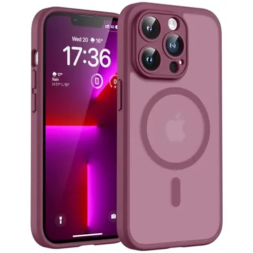Чехол TOCOL для iPhone 13 Pro Max, совместим с зарядным устройством Magsafe, полная защита камеры, полупрозрачный матовый для чехла iPhone 13 Pro Max, 6,7 дюйма (сливовый) 