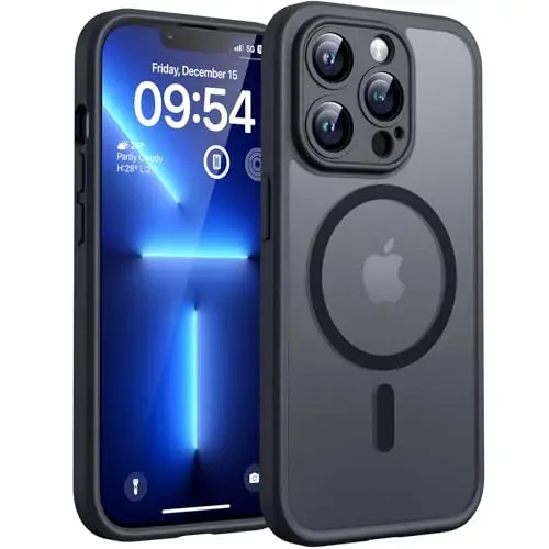 Чехол TOCOL для iPhone 13 Pro Max, совместимый с Magsafe, с полной защитой камеры, встроенным магнитным кольцом, полупрозрачный матовый чехол для iPhone 13 Pro Max 6,7 дюйма (черный) - 2