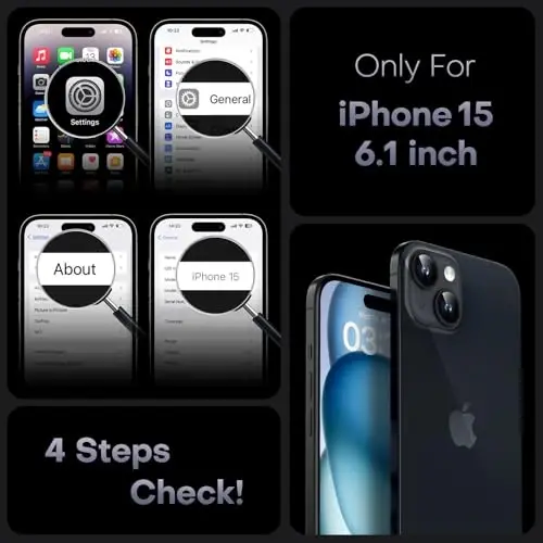 Чехол TOCOL для iPhone 15, совместимый с Magsafe, полная защита камеры, встроенное магнитное кольцо, защита от падений, полупрозрачный матовый чехол для iPhone 15, 6,1 дюйма (черный) - 2