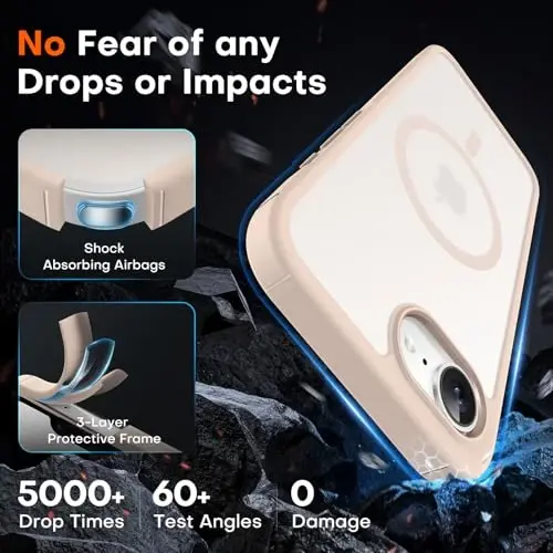 Чехол TOCOL для iPhone 17e, совместимый с Magsafe, армейская защита от падений, тонкий полупрозрачный матовый противоударный чехол для iPhone 17 e, 6,1 дюйма (пустынный) - 4