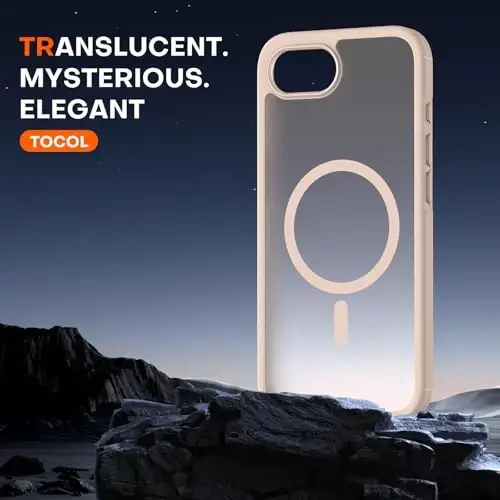 Чехол TOCOL для iPhone 17e, совместимый с Magsafe, армейская защита от падений, тонкий полупрозрачный матовый противоударный чехол для iPhone 17 e, 6,1 дюйма (пустынный) - 5