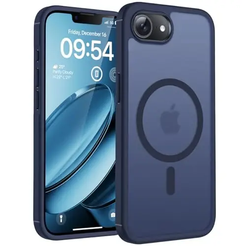 Чехол TOCOL для iPhone 17e, совместимый с Magsafe, военная защита от падений, тонкий полупрозрачный матовый противоударный чехол для iPhone 17 e, 6,1 дюйма (темно-синий) 