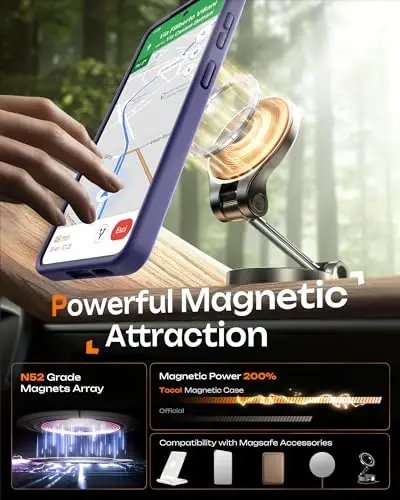 Чехол TOCOL для Samsung Galaxy S26, совместимый с Magsafe, полная защита камеры, встроенное магнитное кольцо, защита от падений, полупрозрачный матовый чехол для S26 (лавандово-серый) - 4