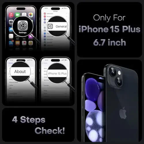 Чехол TOCOL Magnetic для iPhone 15 Plus, улучшенная защита камеры, совместимость с MagSafe, защита от падений, полупрозрачный матовый бампер 6,7 дюйма (черный) - 3