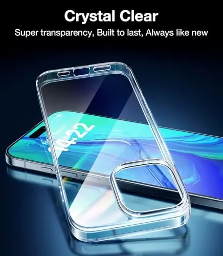 Чехол TORRAS Crystal Clear для iPhone 16 Pro, ультратонкий [не желтеет] [военная защита] тонкий силиконовый чехол TPU для iPhone 16 Pro, мягкий, прозрачный, 6,3 дюйма - 3