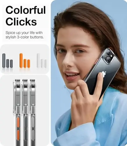 Чехол TORRAS Diamond Clear для iPhone 15 [никогда не желтеет] [военного уровня против падений] Жесткая задняя крышка из ПК Гибкий ударопрочный защитный тонкий тонкий чехол для телефона для iPhone 15 6,1 дюйма, прозрачный - 6