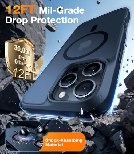 Чехол TORRAS для iPhone 13 Pro Max [Поддерживает MagSafe] [Защита от падений по военному стандарту с высоты 12 футов] Магнитный полупрозрачный противоударный тонкий прочный чехол с защитой от отпечатков пальцев для iPhone 13 Pro Max, черный - 4