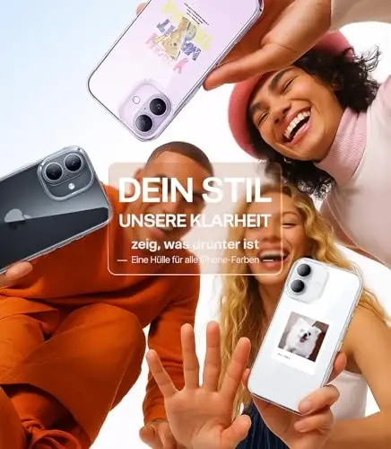 Чехол TORRAS для iPhone 17 Crystal Clear, [Защита от пожелтения] [Армейская защита], Ультратонкий прозрачный задник, Мягкий бампер, 6.3