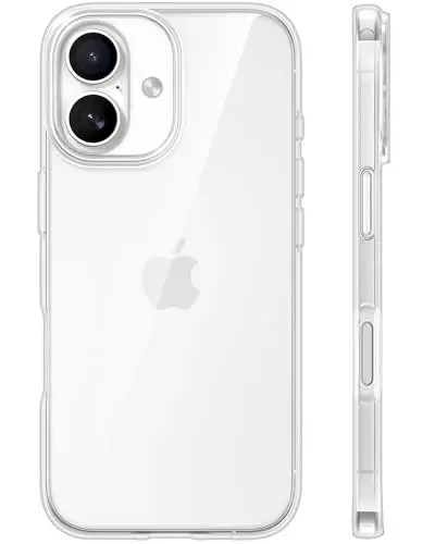 Чехол TORRAS для iPhone 17 Crystal Clear, [Защита от пожелтения] [Армейская защита], Ультратонкий прозрачный задник, Мягкий бампер, 6.3