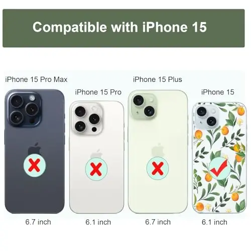 Чехол Unov, совместимый с iPhone 15, прозрачный с тисненым узором, мягкий бампер из термополиуретана, тонкий защитный, 6,1 дюйма (аромат цитрусовых) - 7