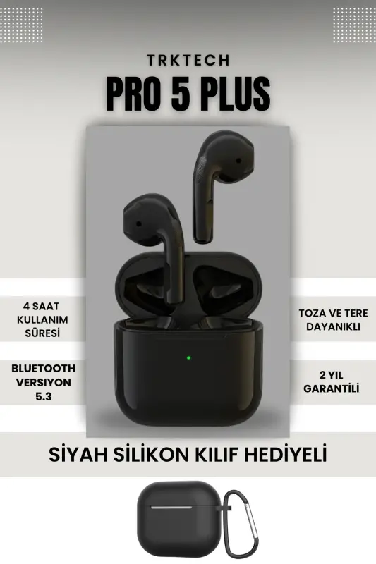 Чехол в подарок Черный Pro 5 Plus Premium A Качество Bluetooth Версия 5.3 Bluetooth Наушники-Черный - 1