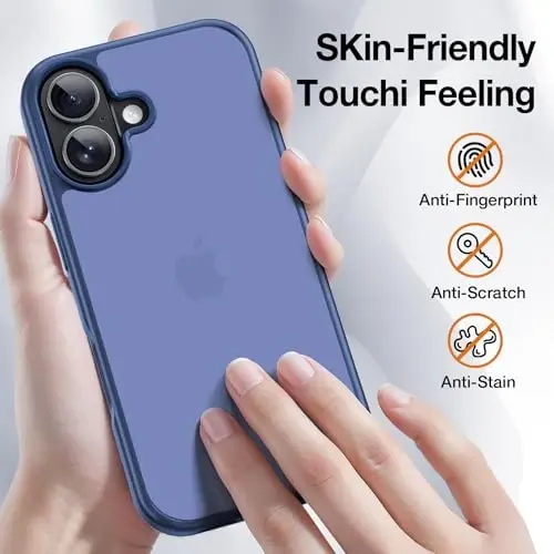 Чехол Yriklso 3 в 1 для iPhone 17, 1 защитное стекло экрана + 1 защитное стекло камеры, противоударный для iPhone 17, армейская защита от падений, защитная жесткая задняя тонкая полупрозрачная крышка, темно-синий - 3