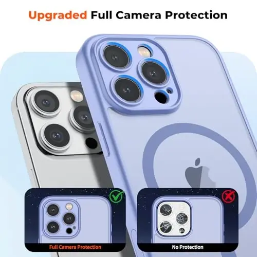 Чехол zapica Magnetic для iPhone 16 Pro Max, улучшенный [Кнопка управления камерой] [Полная защита камеры] [с 1 защитным стеклом], полупрозрачный матовый противоударный защитный чехол для телефона, туманно-голубой - 5