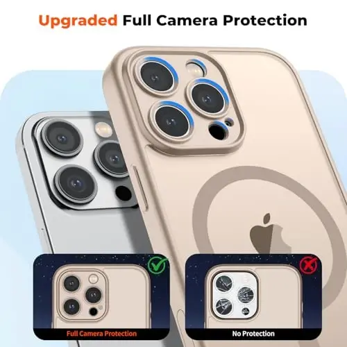 Чехол zapica Magnetic для iPhone 16 Pro, улучшенный [кнопка управления камерой] [полная защита камеры] [с 1 защитным стеклом], полупрозрачный матовый противоударный защитный чехол для телефона, песочно-золотой - 5