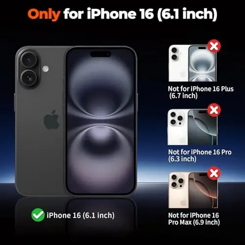 Чехол zapica Magnetic для iPhone 16, с [защитным стеклом из закаленного стекла] [совместим с MagSafe], полупрозрачный матовый противоударный защитный чехол от царапин, сине-фиолетовый - 2
