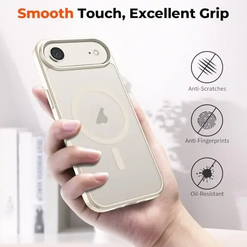 Чехол zapica Magnetic для iPhone Air, с [защитным стеклом из закаленного стекла] [совместим с MagSafe], полупрозрачный матовый противоударный чехол для телефона с защитой от царапин, античный белый - 6