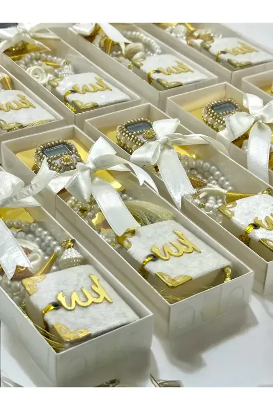 Çeyizlik, Hediyelik, Bebek Mevlidi, ( Zikirmatik, Tesbih, Mini Kuran Set )Hac, Umre Dönüş Hediyesi-beyaz - 6