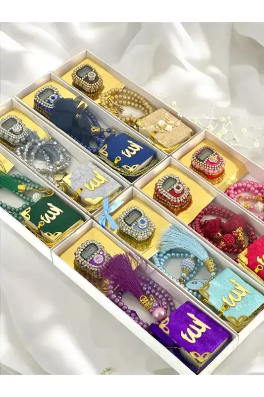 Çeyizlik, Hediyelik, Bebek Mevlidi, ( Zikirmatik, Tesbih, Mini Kuran Set )Hac, Umre Dönüş Hediyesi-beyaz - 8