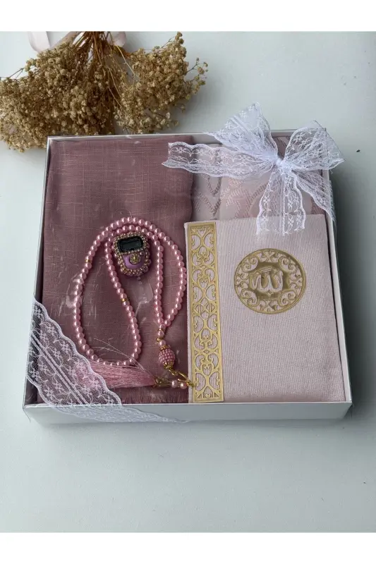 Çeyizlik, Hediyelik, Gelin Bohça Seti, Yasin, Tesbih, Zikir Matik,seccade Seti , Seccade, Hediye-pudra - 3