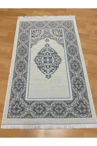 Çeyizlik Hediyelik Kutulu Gümüş Seccade Seti Lüks Tafta Seccade İnci Tesbih-Gri - AYHANHOME (1)