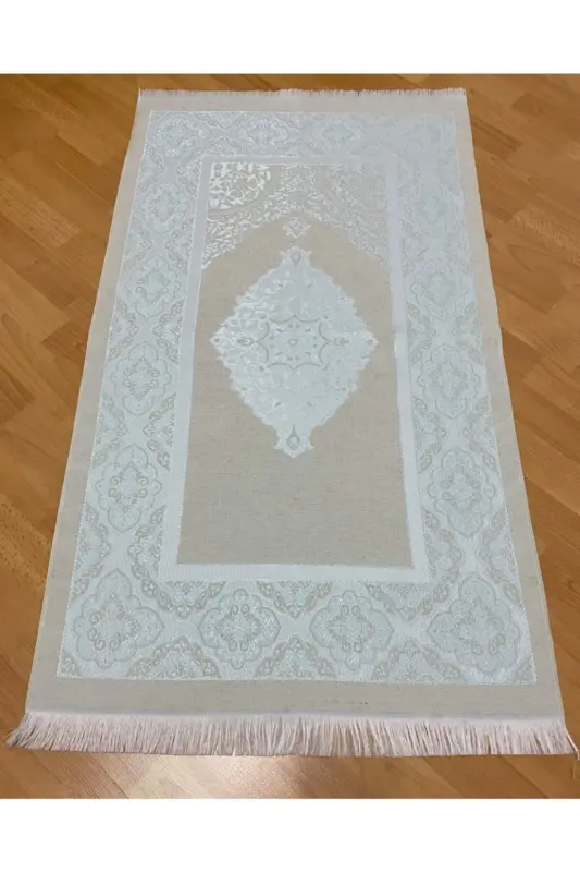 Çeyizlik Hediyelik Kutulu Mavi Seccade Seti Lüks Tafta Seccade - MAVİ - 2