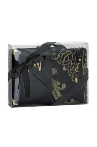 Çeyizlik Seccade Seti Lüks İbadet Seti - Siyah Renk-Siyah - IHVAN ONLINE (1)