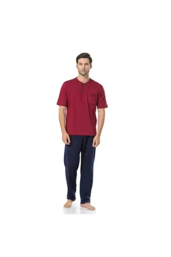 Çeyizlik Ve Günlük Yaşam Üçlü Pijama Takımı-BORDO - 4