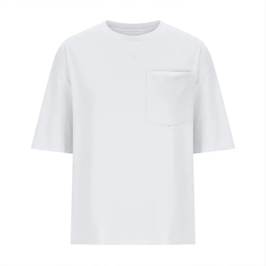 cfhntfmh Crop Tops for Women Trendy Short Sleeve Round Neck Shirt Back Design Loose Pocketed Tees - 6