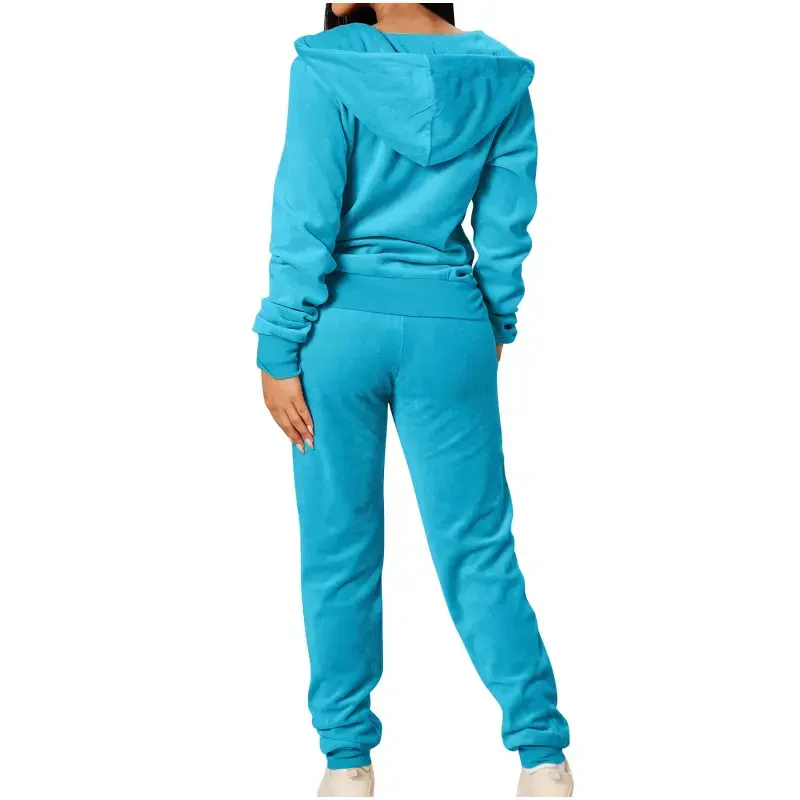 cfhntfmh 2 Piece Outfits for Women Velour Tracksuit Long Sleeve Zip up Jacket Jogger Pants Comfy Sets- - 3