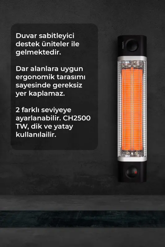 CH2500 RW Karbon Kızılötesi Isıtıcı 2500 Watt - Uzaktan Kumandalı - Siyah - 3