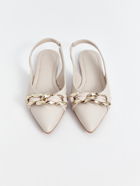 Chain Detail Pointed Toe Women Ballerina - 8