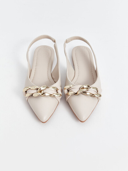 Chain Detail Pointed Toe Women Ballerina - 2